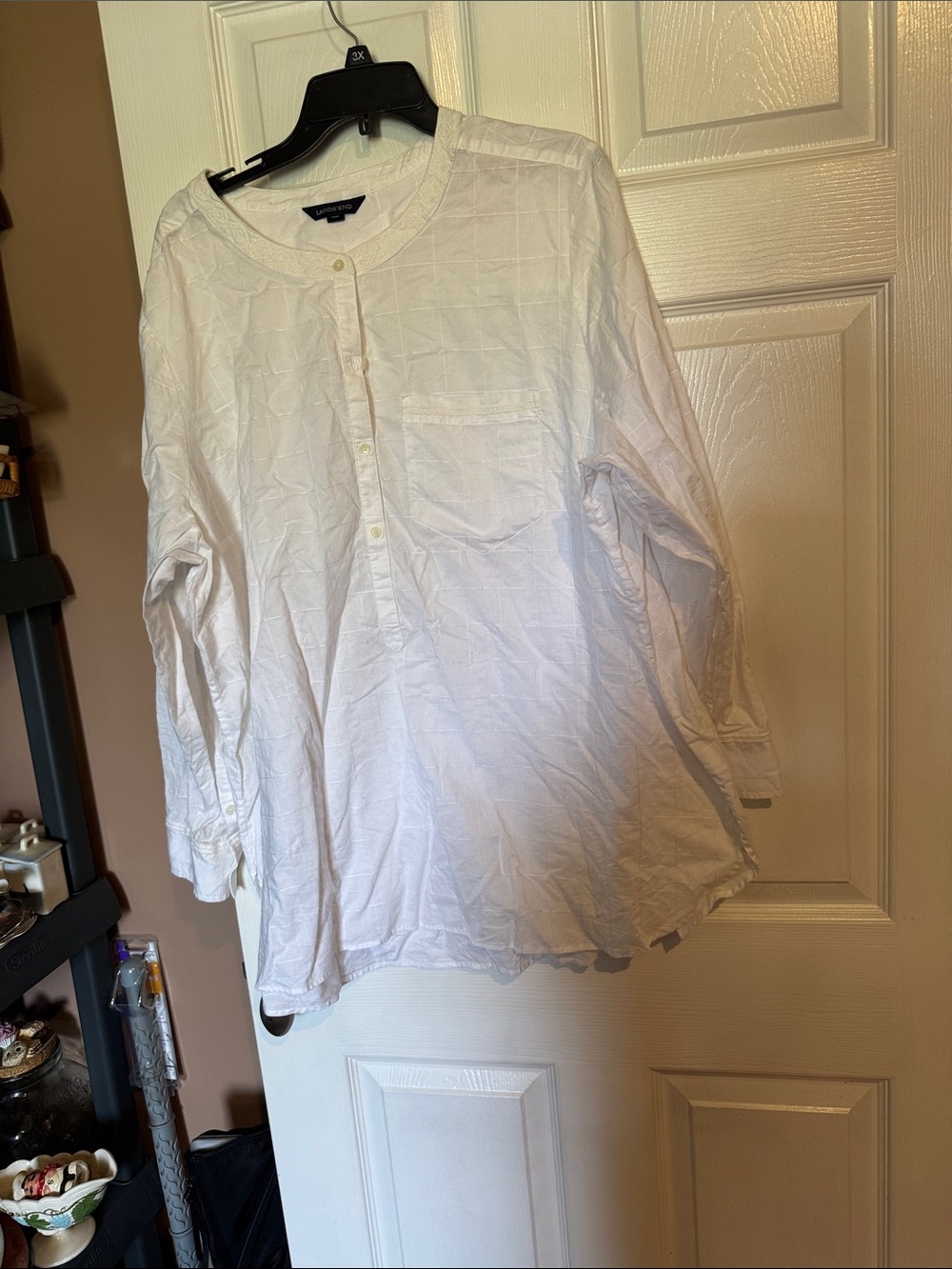 Classic White Womens' Long-Sleeve Henley Top